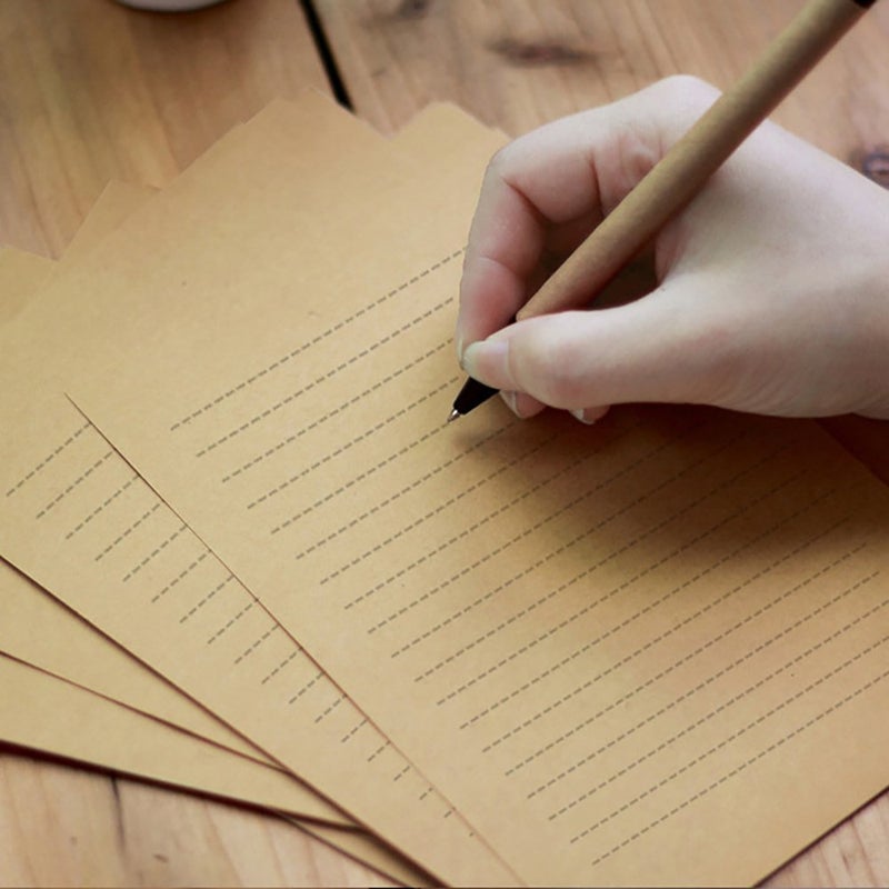 CenterZ 100 Sheets Vintage Kraft Stationary Paper 5.71 x 8.27 inch, A5 Size 120gsm Lined Stationery Writing Letter Papers Bulk Set for Personalized Letters, Creative Poems, Lyrics, Office Notes, etc - Image 2
